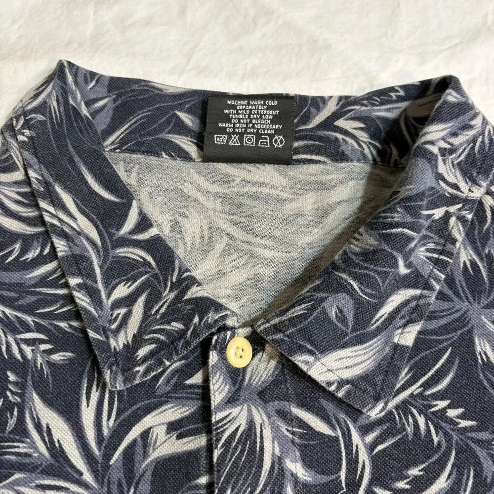 VTG Polo Jeans‎ Co Ralph Lauren Mens 2XL Navy Blue Palm Leaf Cotton Knit Shirt